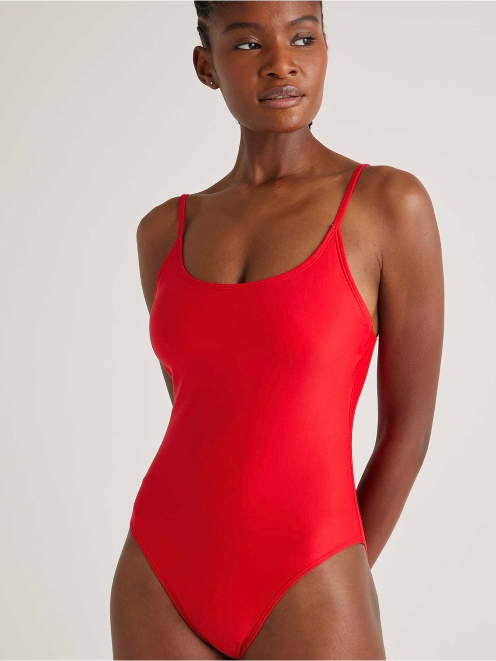 Quince Italian Cami One-Piece Swimsuit in Cherry Red NWT Medium